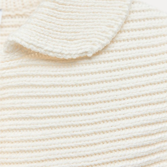 NWT Zara Chunky Knit Peter Pan Collared Sweater Button Up - Picture 4 of 6
